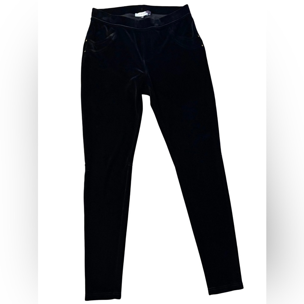 Calvin Klein Black Power Stretch Velvet Leggings - Picture 3 of 7